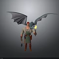 Dragon Winged Character With Red Hair White Shirt Green Apron Glowing Staff And Hammer