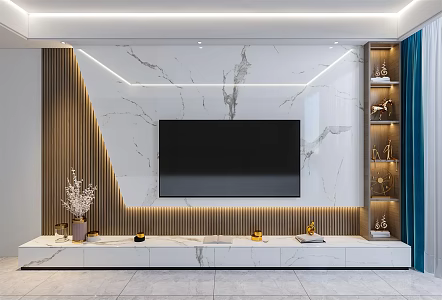 Modern TV background wall Living room TV background wall 3d model