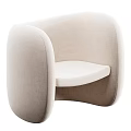 Modern Beige Accent Chair With Linen Upholstery Curved Design And Rounded Arms
