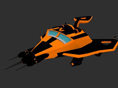 Orange And Black Sci Fi Spaceship 3D Model With Sleek Aerodynamic Design 3d model