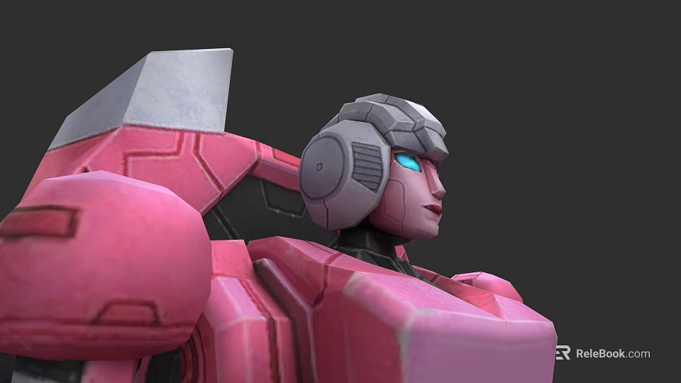 Pink Robot Electric Toy With Gray Head And Blue Eyes Design 3d model 