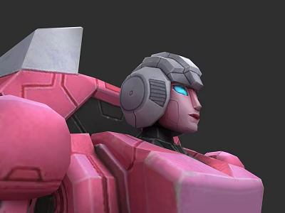 Pink Robot Electric Toy With Gray Head And Blue Eyes Design 3d model