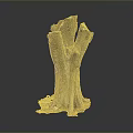 Tree Stump Decorative Sculpture With Natural Wood Texture And Golden Accents
