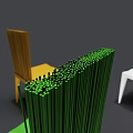 Modern Single Chair Collection With White Black Green Yellow Colors And Striped Backrest
