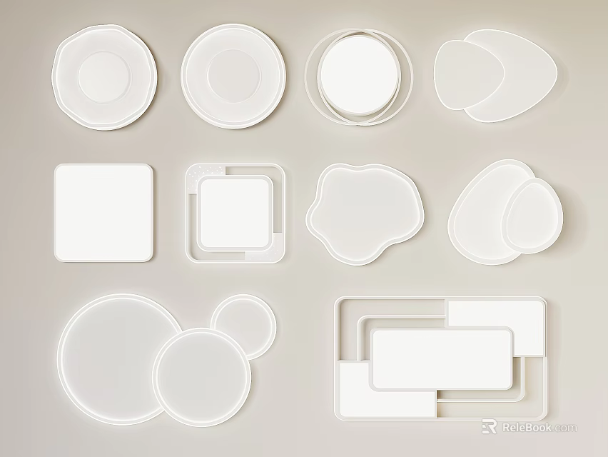 Modern Ceiling Lights Featuring Round Square And Irregular Shapes For Interior Design 3d model