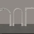 Three Black Arched Door Frames Against Light Wall And Gray Floor 3d model