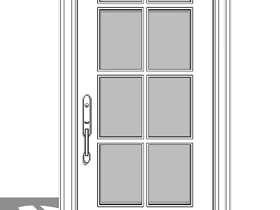 Classic Swing Door With Six Glass Panels And Metal Handle Design 3d model