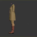 Woman Wearing Beige Trench Coat White Shirt Brown Pants And Red Boots