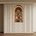 Modern White Wardrobe With Arched Lighted Display Drawers And Storage Cabinets