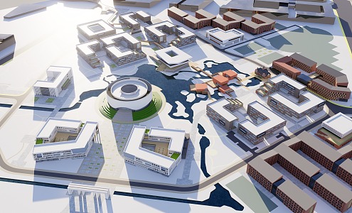 Modern Aerial View of a New Chemical Campus Planning 3d model