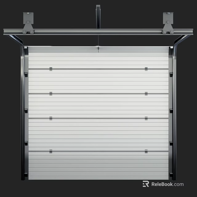 Sleek Modern Garage Door With Metal Panels And Reinforced Frame Design 3d model 