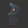 Vibrant Blue And Red Arcade Machine With Screen Control Panel And Coin Slot