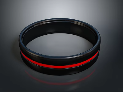 Black Red Stripe Ring Shaped Fashion Clothing Accessory With Smooth Surface 3d model