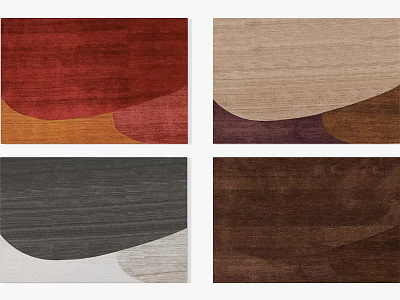 Modern Square Rugs with Red Beige Gray Brown Textured Patterns for Home Interior Decor 3d model