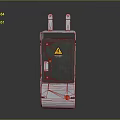 Industrial Electrical Device With Warning Symbol Plug Connectors And Orange Button