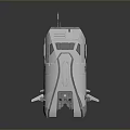 Futuristic White Damaged Spaceship With OP Logo Blue Lights Broken Structure And Windows