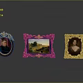 Ornate Decorative Golden Framed Furniture Featuring Portrait and Landscape Paintings