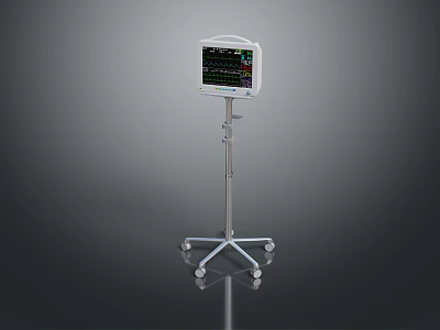 Medical Monitor on Wheeled Stand for Patient Vital Sign Monitoring in Clinical Settings 3d model