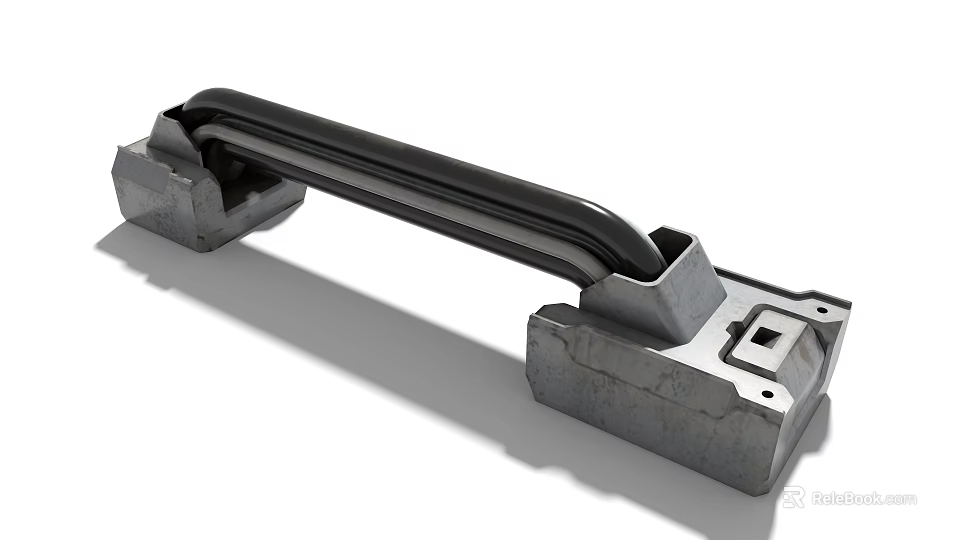 Industrial Equipment Metal Bracket With Black Tubular Handle And Gray Base 3d model 