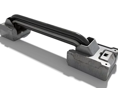 Industrial Equipment Metal Bracket With Black Tubular Handle And Gray Base 3d model