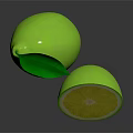 Vibrant Green Lemons Featuring Whole With Leaf And Sliced Showing Fresh Interior