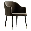 Light Beige Velvet Single Chair with Modern Design and Black Wooden Legs with Golden Tips