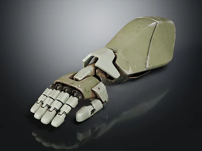 Light Green Robotic Arm With White Joints Complex Mechanical Structure And Reflective Surface 3d model