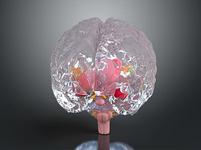 Medical Anatomical Device Transparent Brain Model With Colored Internal Structures For Education 3d model