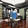 Stylish Clothing Store Interior With Mannequins Suits Display Racks And Elegant Decor