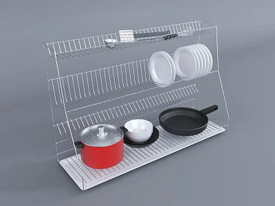 Transparent Multi layer Bathroom Cabinet Rack For Storing Plates Bowls And Pans 3d model
