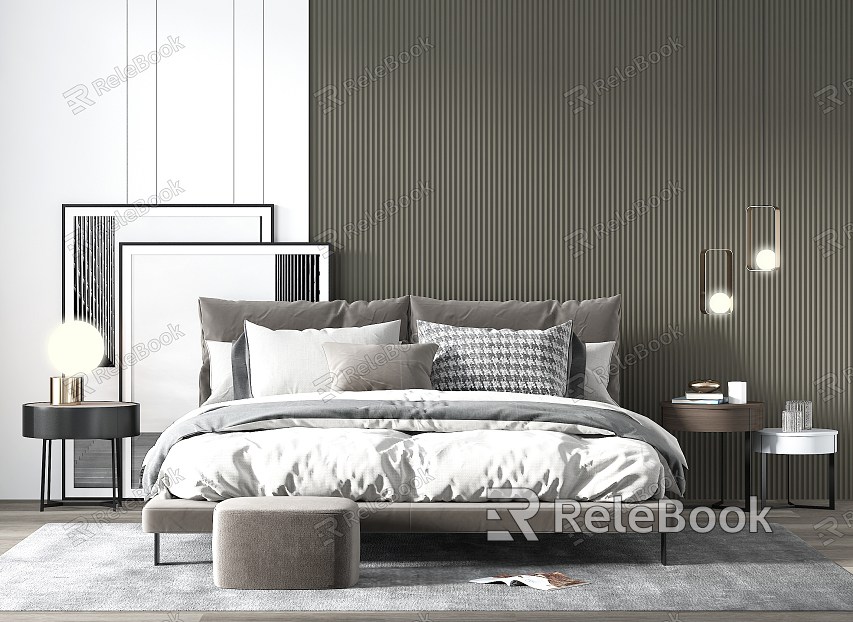 Modern background double bed model