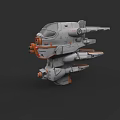 Detailed Sci-Fi Spaceship 3D Model With Gray Orange Design And Multiple Engines 3d model