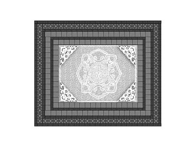 Decorative Floor Tile With Intricate Central Pattern And Ornate Border Design 3d model