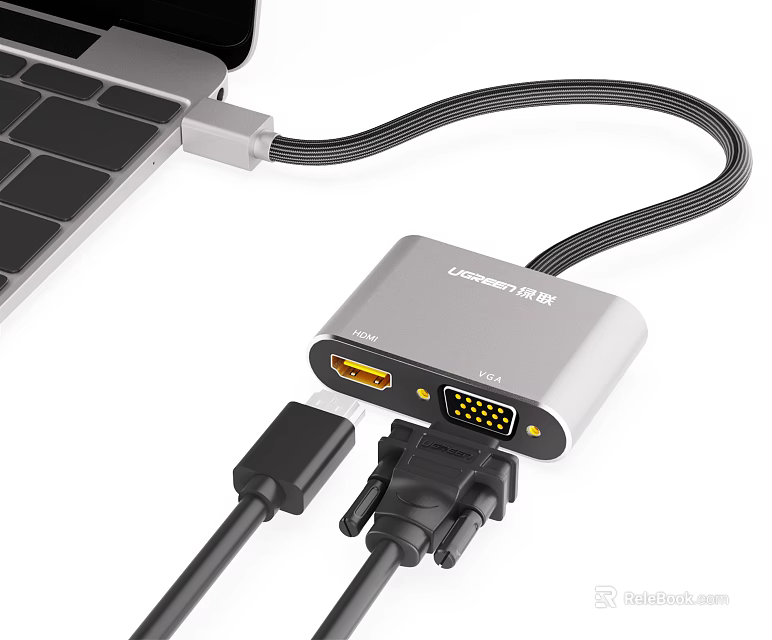USB C Docking Station Featuring HDMI VGA Ports For Laptop Connectivity 3d model 