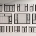 Various Modern Window Designs with Different Frame Styles and Glass Panels 3d model