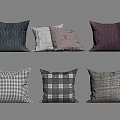 Decorative Modern Throw Pillows with Striped Woven Checkered Designs in Neutral Dark Tones