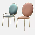 Modern Elegant Blue and Pink Accent Chairs with Golden Metal Frame and Velvet Upholstery