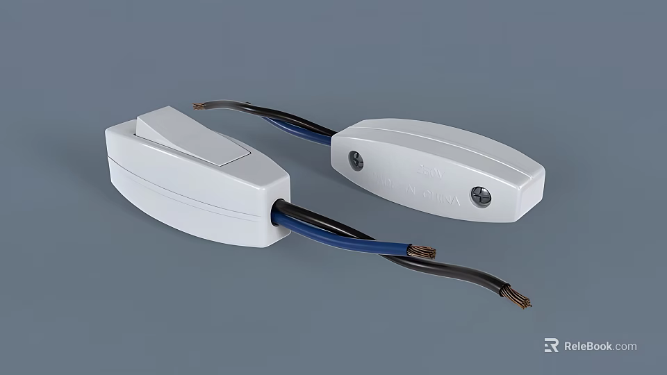 Smart Machine White Connector Device With Blue And Black Wires 3d model 