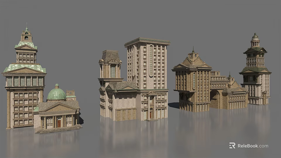 European Architecture Models With Classical Domes Towers And Arches Design 3d model 