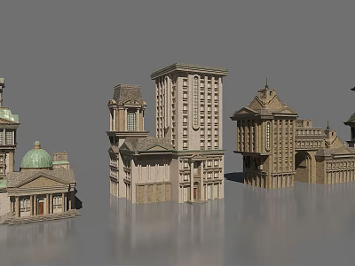 European Architecture Models With Classical Domes Towers And Arches Design 3d model