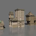 European Architecture Models With Classical Domes Towers And Arches Design