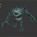 Ferocious Monster Character With Spikes Open Mouth And Muscular Limbs