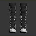 Black Knee High Boots With Multiple Silver Buckles And Shiny Soles