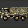 Military Camouflage Transport Truck With Six Wheel Design And Covered Cargo Bed