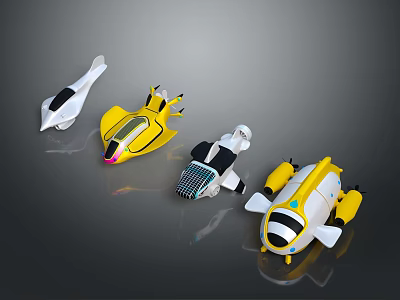 Electric Toys Featuring Assorted Shapes Yellow White Black Colors and Creative Designs 3d model