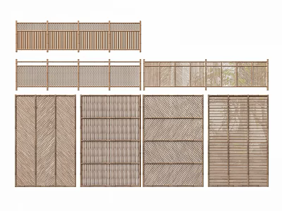 Different Types of Wooden Railings Featuring Various Designs And Textures 3d model