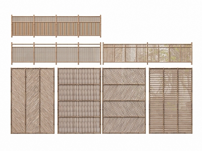 New Chinese style bamboo fence partition handrail 3d model