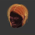Realistic Human Head Model With Vibrant Orange Hair And Natural Texture