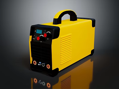 Yellow Welding Machine With Black Handle And Control Panel Features Digital 3d model