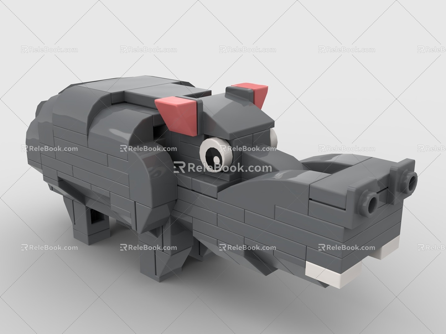 Lego toy animal hippo 3d model